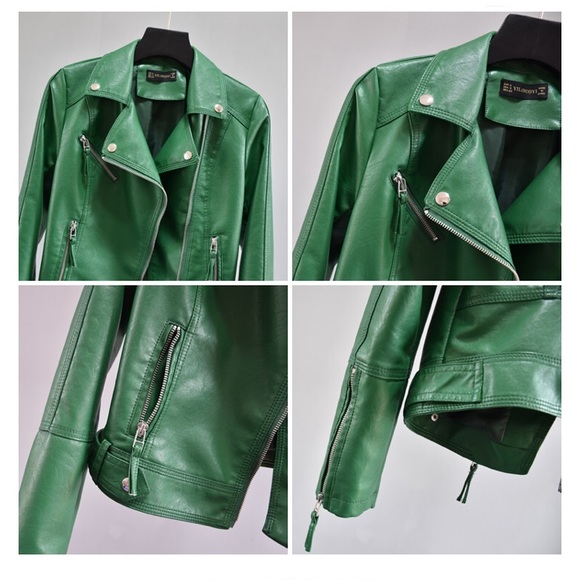 (Last 1) Faux leather women’s short moto jacket - Picture 6 of 9